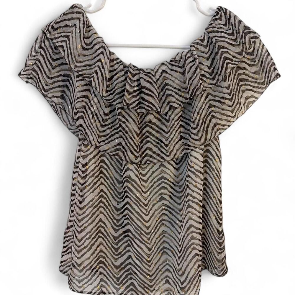 White-house-black-market Women's black and grey zebra print Blouse size small
